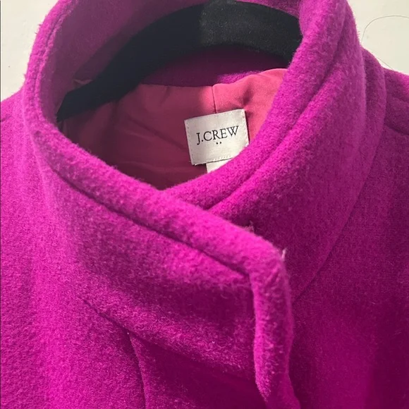 J. Crew Wool-Blend Fuchsia Pea Coat - Picture 3 of 8